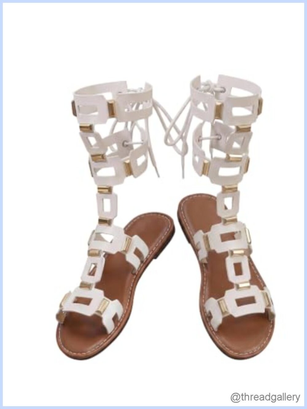 Women's Cut Out Open Toe Lace Up Gladiator Sandals Faux Leather